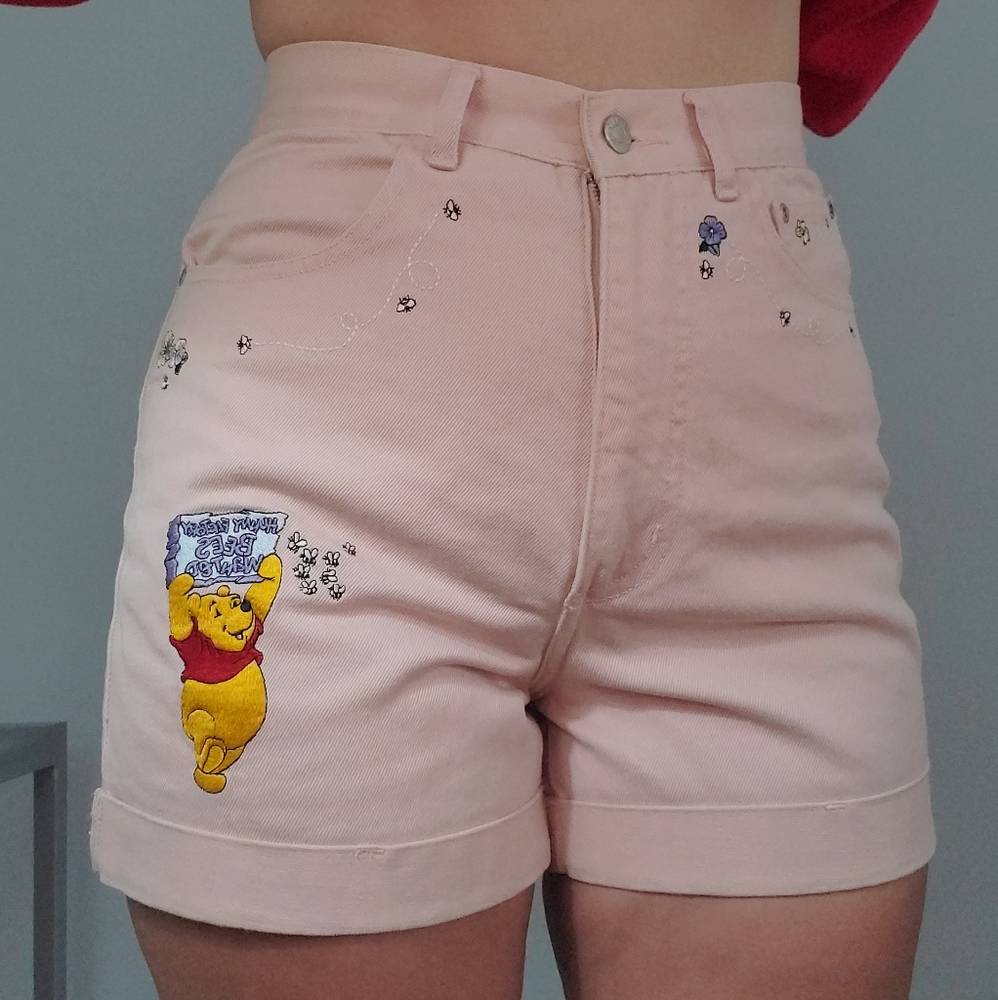 Vintage Winnie the Pooh Pink denim shorts